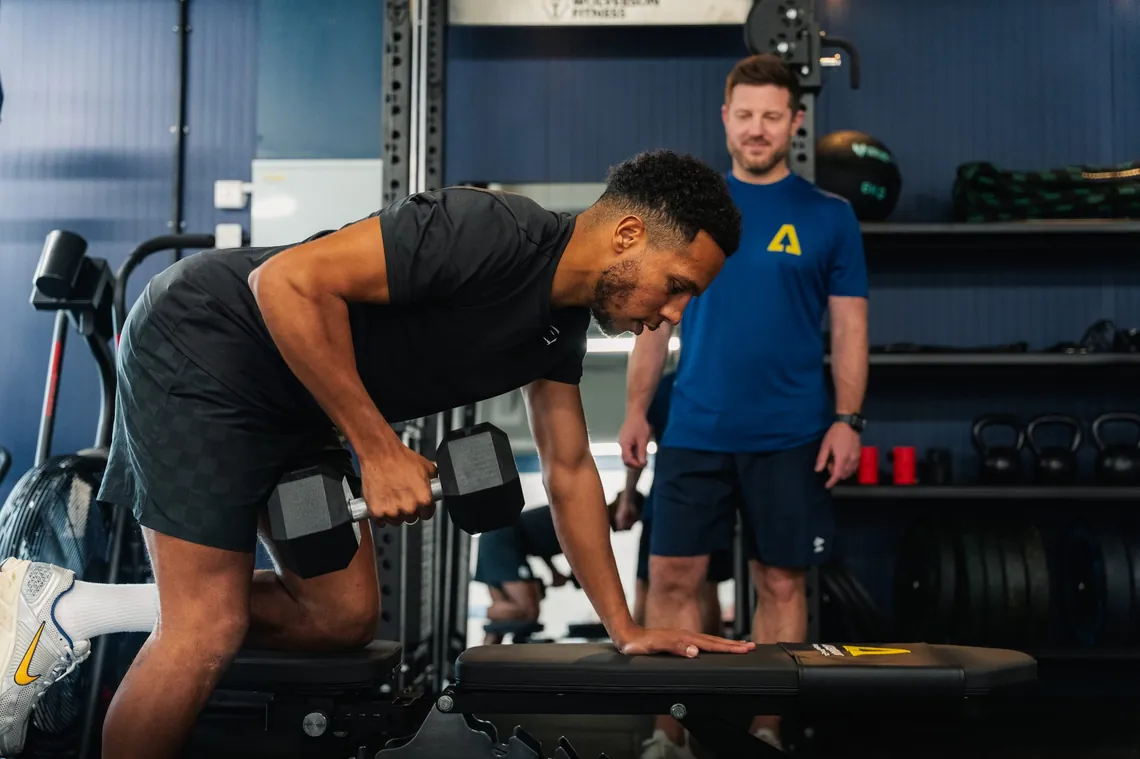 Personal training session on the gym floor at Ascension Physiotherapy & Performance