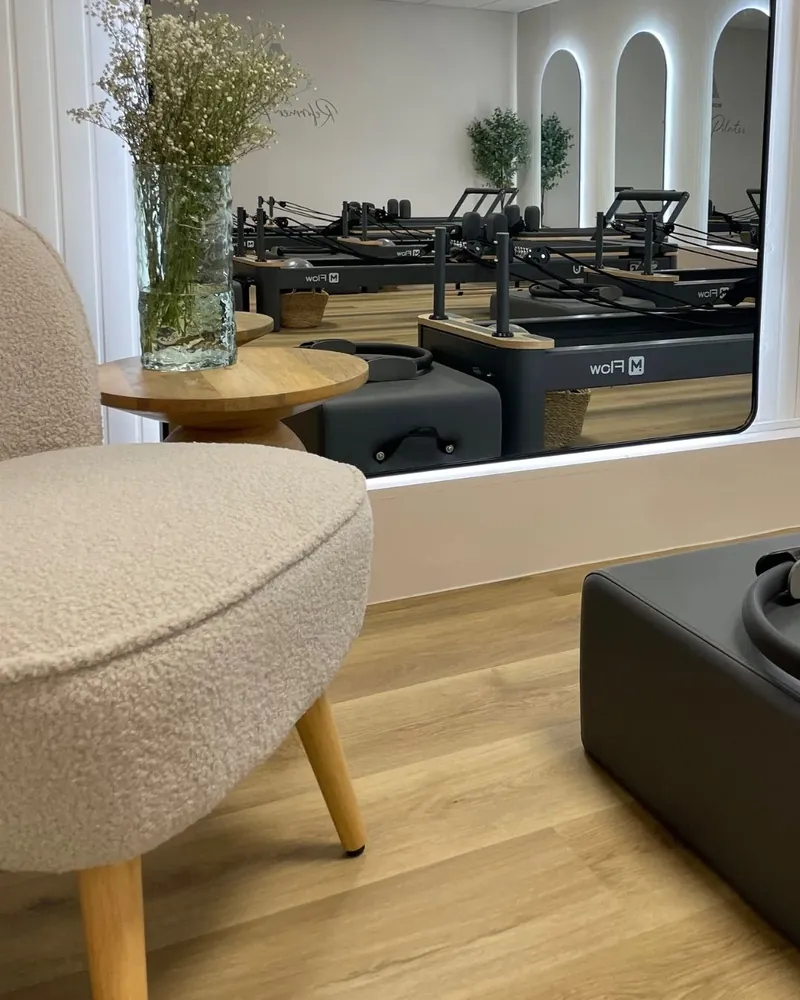 Cosy seating area in the Ascension Reformer Pilates studio